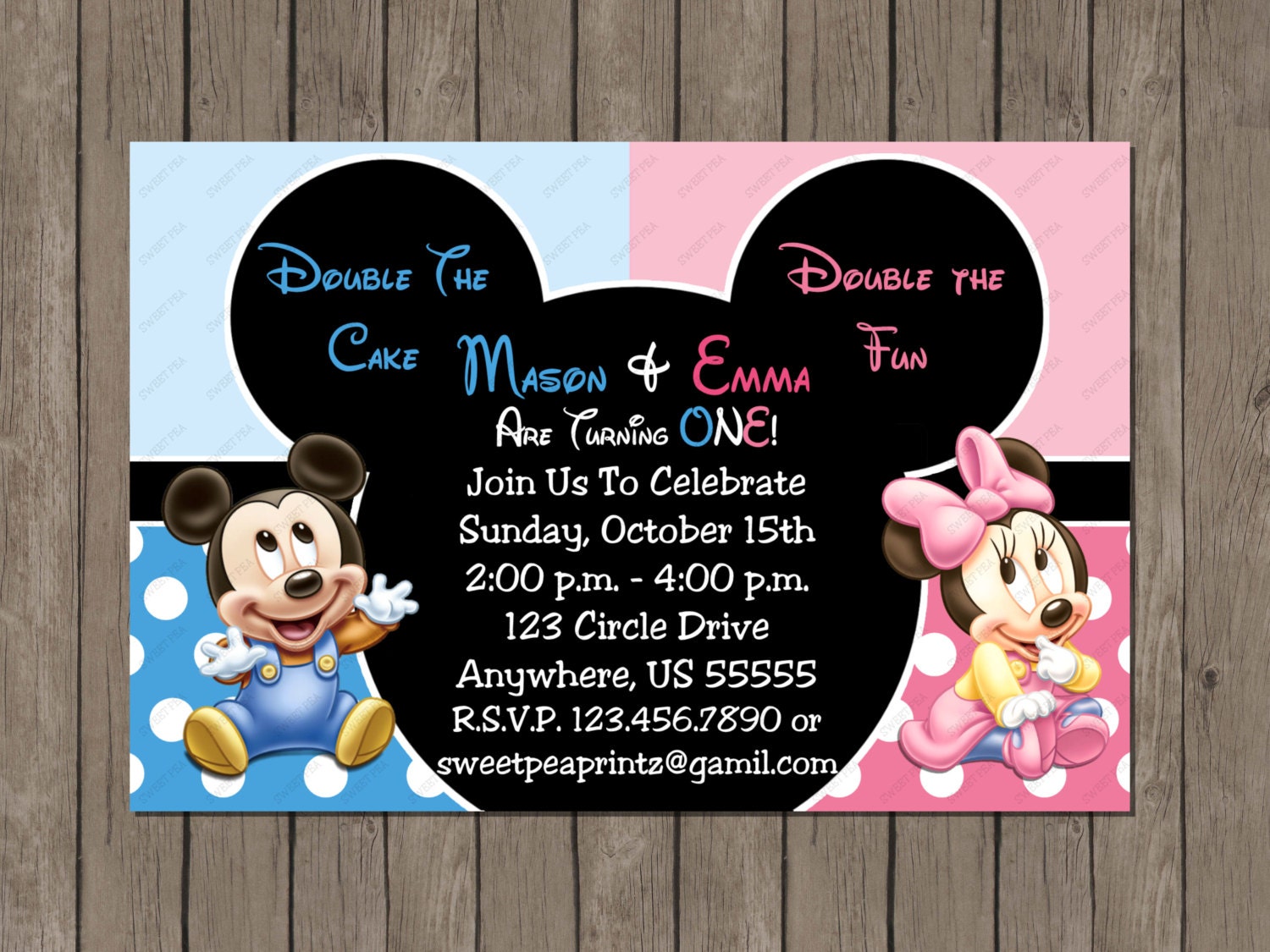 Baby Mickey And Minnie Birthday Invitations 9