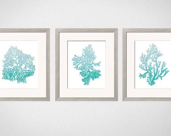Turquoise Wall Art. Bathroom Art, Bathroom Decor, Turquoise Wall Art, Bathroom Print Art, Bathroom Wall Art, Bedroom Wall Art, Set of 3
