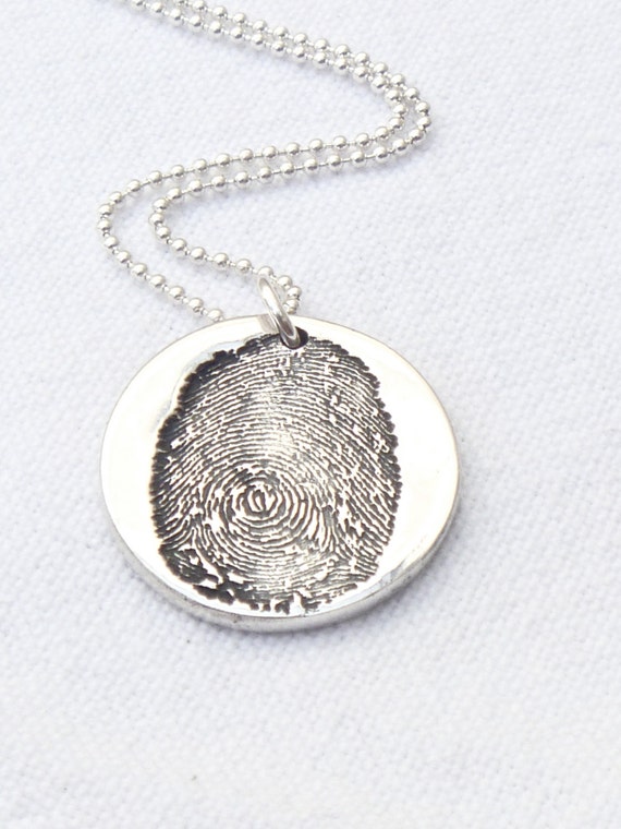 fingerprint jewellery necklace, round fingerprint pendant, personalised ...