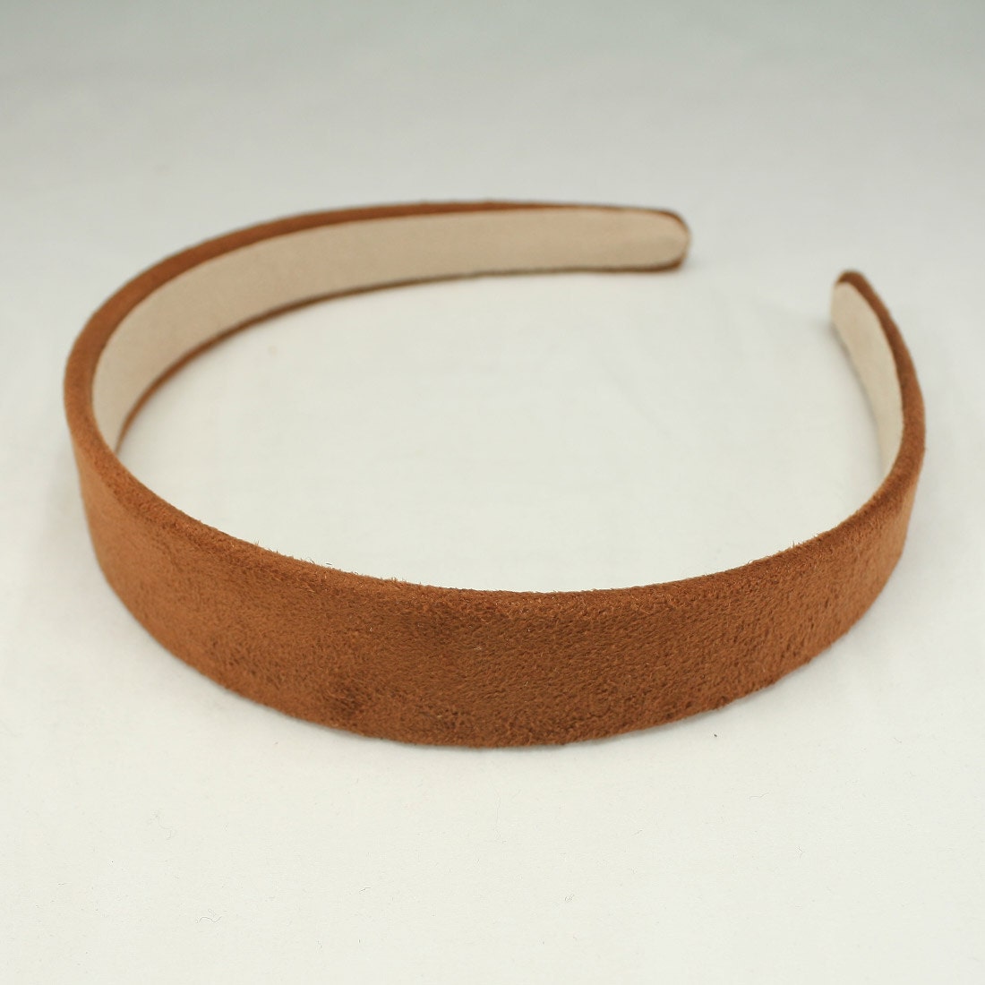 1 pc of 25mm 1 Plastic headband Brown color suede