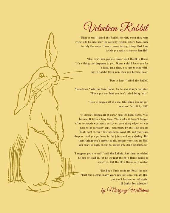 The VELVETEEN RABBIT Nursery print Kids room Wall art New