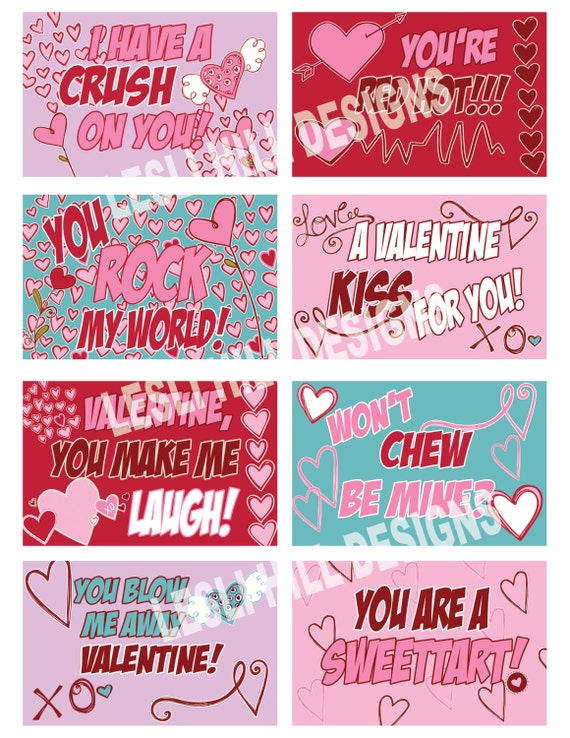 CANDY GRAM Printable Valentines Labels/Tags by LeslisDesigns