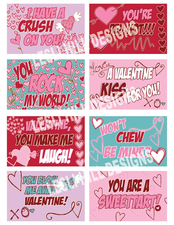 CANDY GRAM Printable Valentines Labels Tags By LeslisDesigns