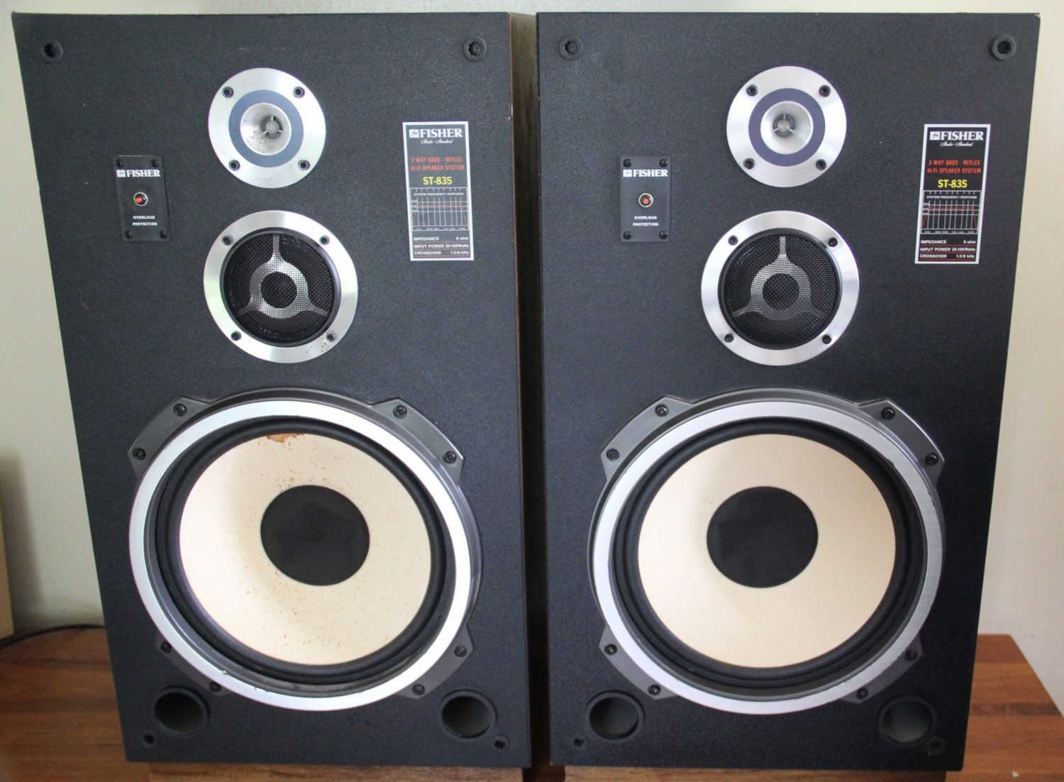 PAIR Vintage Fisher ST-835 stereo speakers 1980s