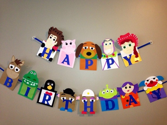 Handmade Toy Story happy birthday banner
