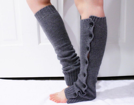 Gray Chunky Knitted Leg Warmers Cute Adult leg by Dailyaccessoriez