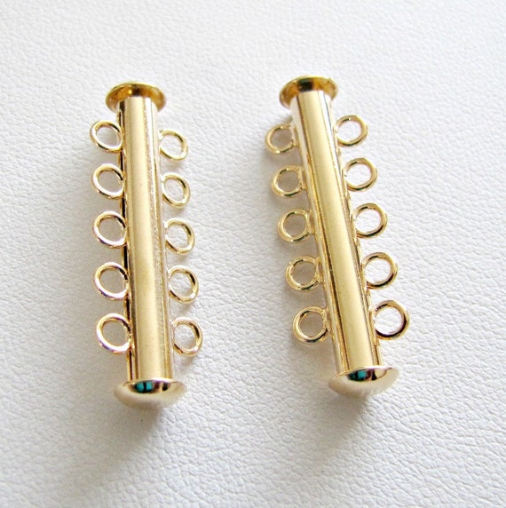 2 clasps 5 loop slide Lock clasp gold plated clasp 31x6mm