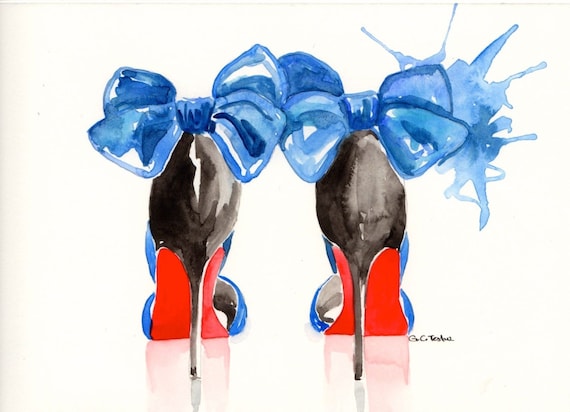 Louboutin high heels Original Watercolor illustration