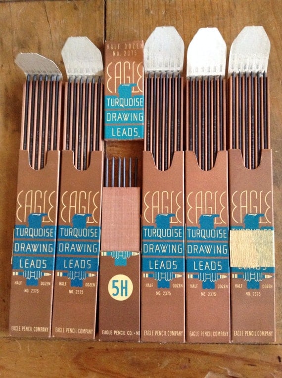 Eagle Turquoise 5H Drawing Leads 1935 6 complete boxes with 6