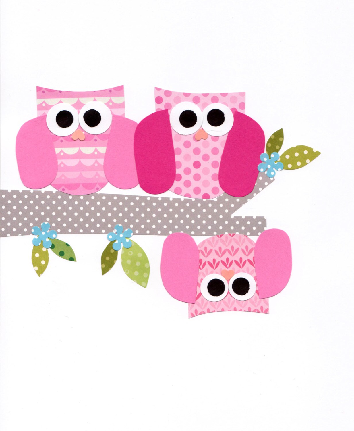 Pink Owls Nursery Artwork Print Baby Room Decoration Kids Room