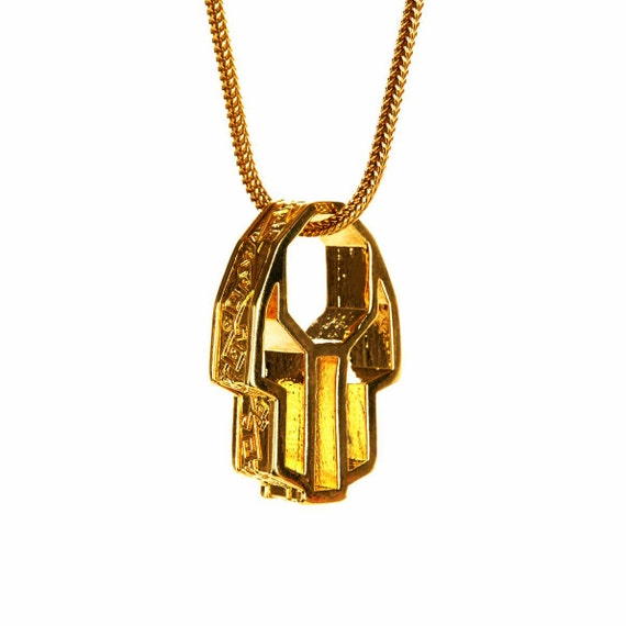 Mens Necklace Hamsa Pendant 18K Gold Plated Brass by PerePaix