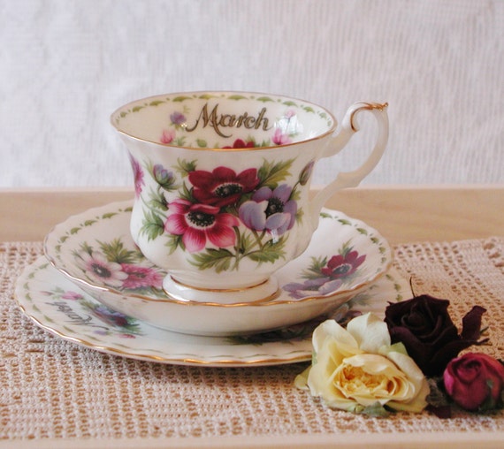 Vintage Royal Albert Flower of the Month for March Anemones