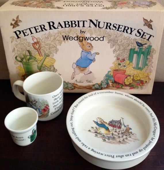 Vintage Peter Rabbit Nursery Set by Wedgwood 4Piece Ceramic