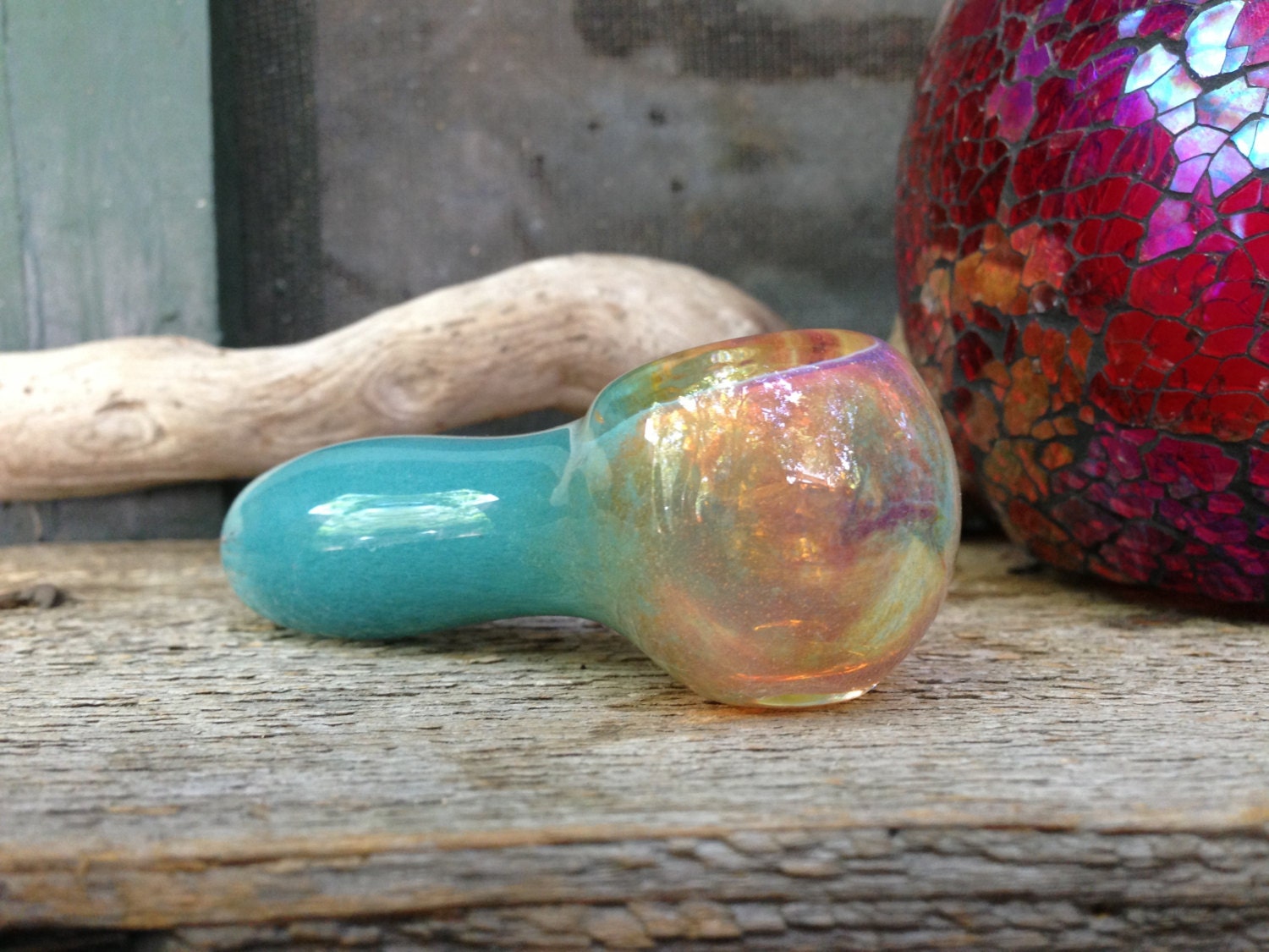 Beautiful Turquoise Color Changing Glass Pipe by GoodDayGlass