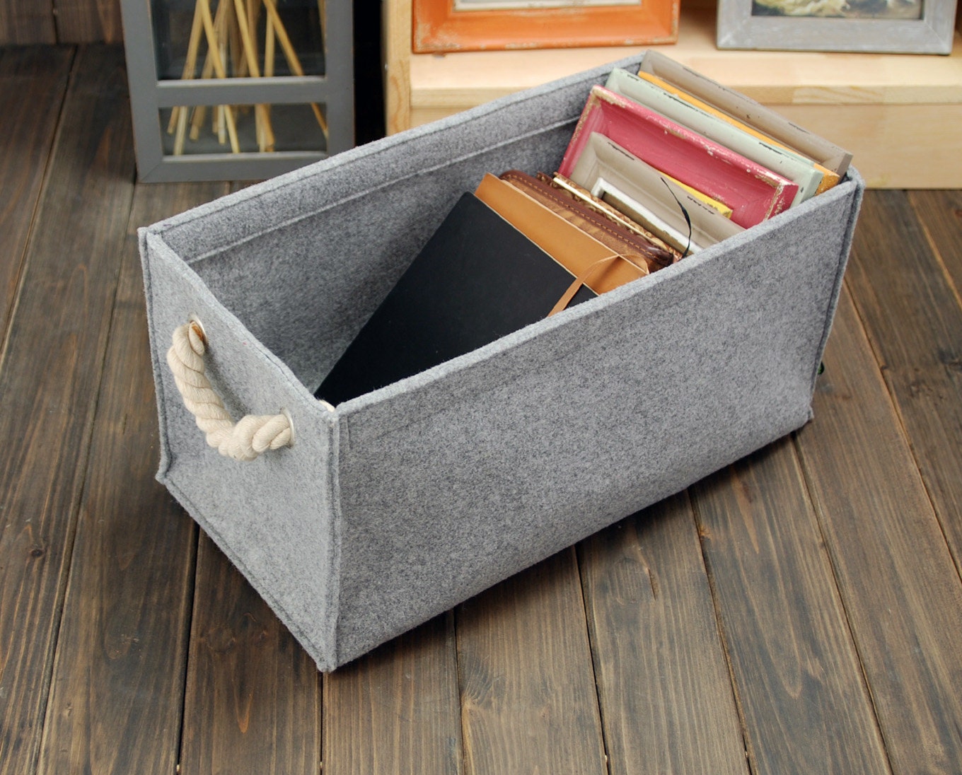 Felt Rectangle Big Bin Storage Box Container Storage by Filzkraft