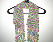 SALE - Sherbet Print Crochet Scarf with Fringe