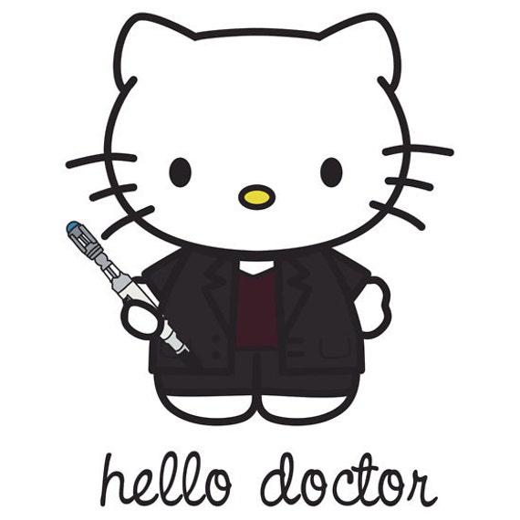  HELLO KITTY Dr Doctor Who Tardis Sticker by 