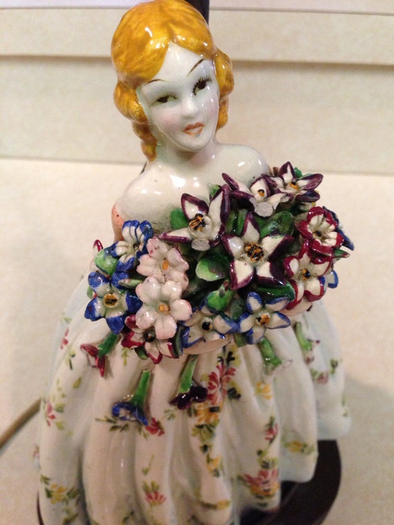 Doll Lamp Southern Belle Porcelain Figurine Vintage Lamp