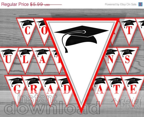 WEEKEND SALE 50% OFF congratulations graduate / printable banner / congradulations / congrats banner / graduation cap image Il_570xn