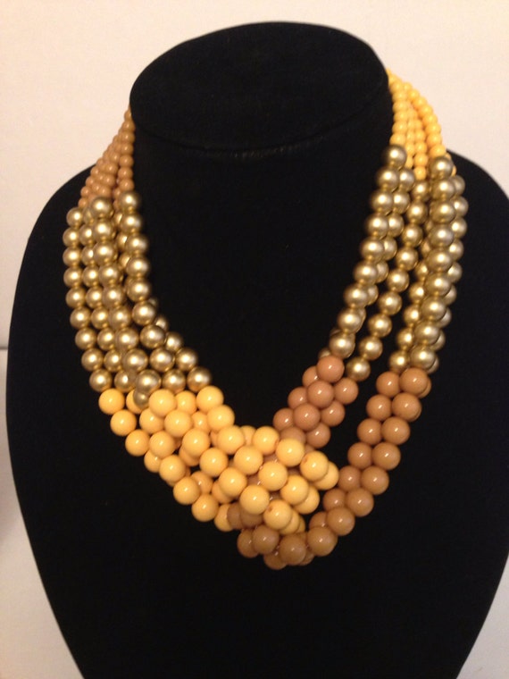 Gold & Yellow Resin Pearl Necklace