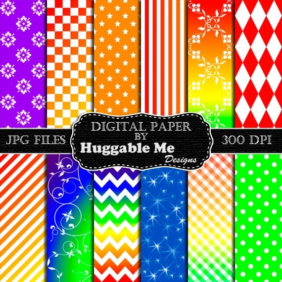 Download Rainbow Scrapbook Paper Instant Download Rainbow Pattern