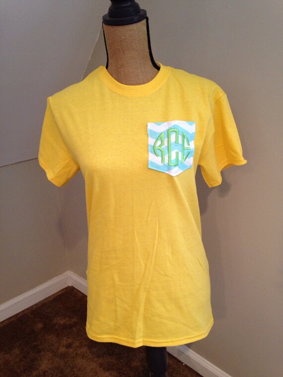 Personalized Monogrammed Chevron Pocket T-shirts by ElsBriarPatch