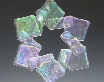DRIFT Iridized Fused Glass Snowflake Ornament Suncatcher
