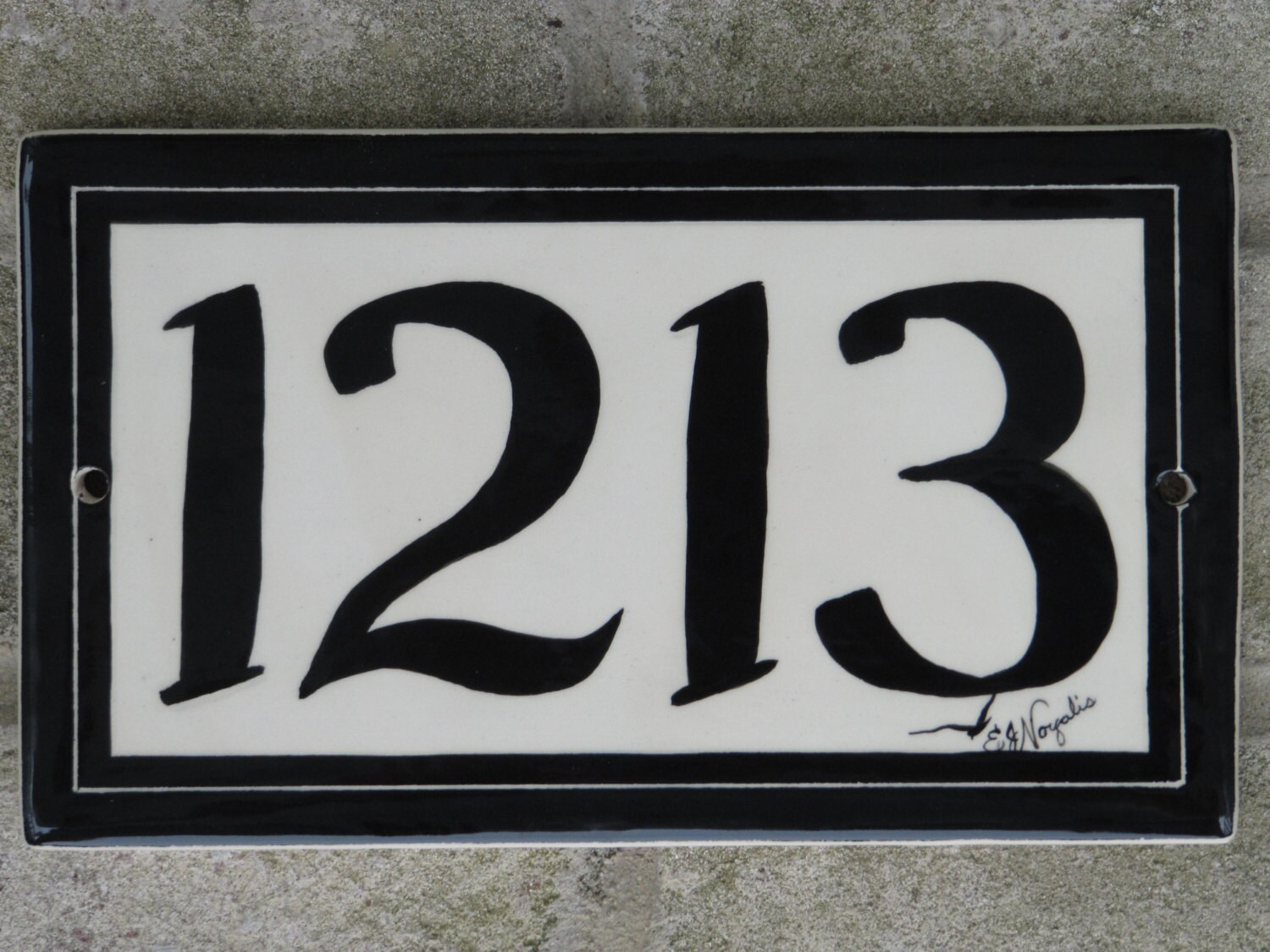 Custom Hand Painted Ceramic House Number Tile Placque or