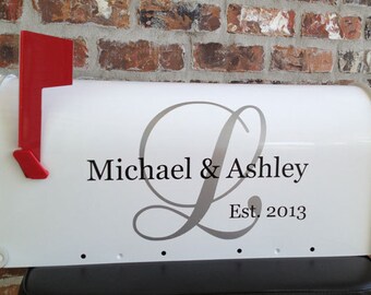 Personalized Couples Name Initial Wedding Card Mailbox Decal