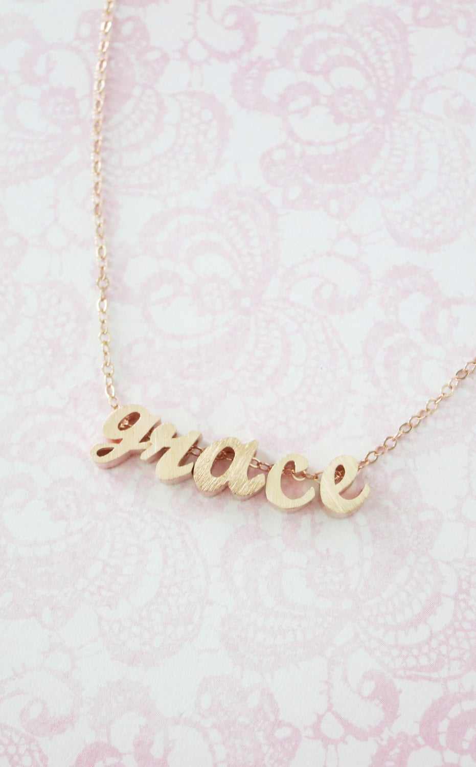 Personalized Rose Gold Name Necklace Rose Gold Initial Rose