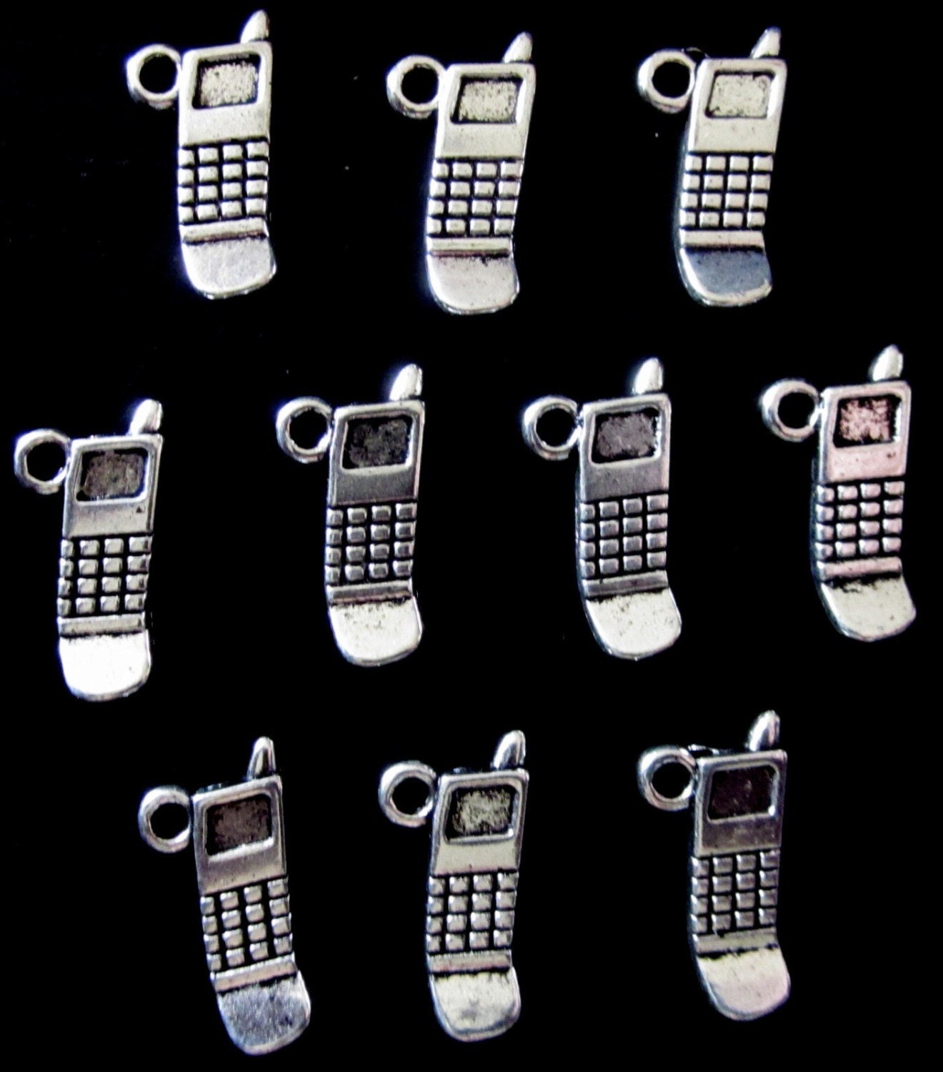 10pcs silver cell phone charms by JinxyJewels on Etsy
