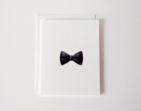 Black Bow Tie Notecard Set, 10 Blank Notes (envelopes included), Groomsmen Gifts, Wedding Gifts, Black Tie Party Thank You Cards