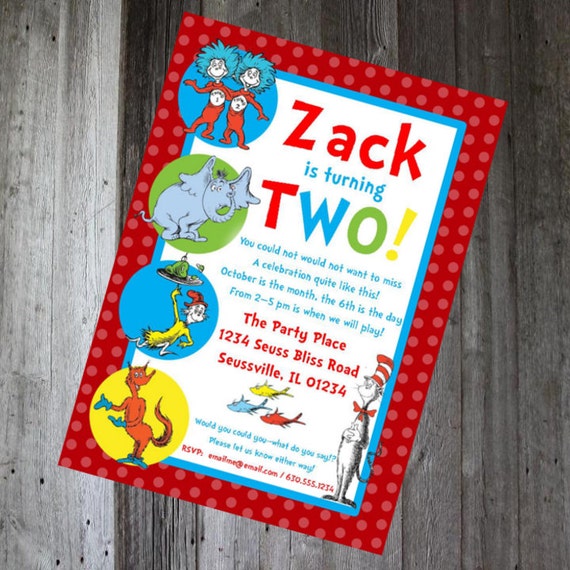 Dr. Seuss Birthday Invitation DIY PRINTABLE