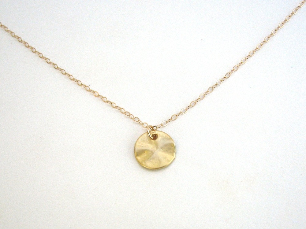 Small Gold Disc Necklace Gold Circle Necklace Matte Disc