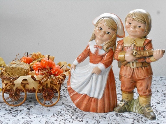 Pilgrim Figurines Vintage Pilgrim Children Ceramic