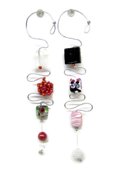 handmade ornament- wire, glass, lampwork and foil beads