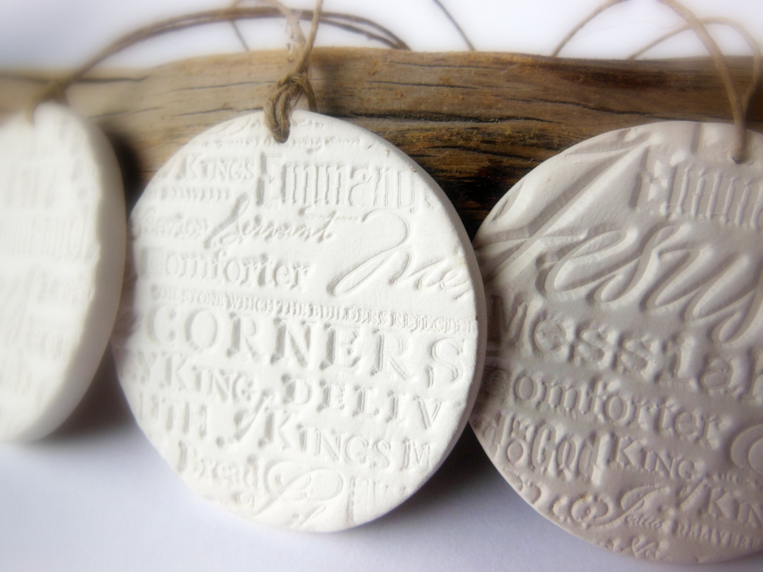 Set of 3 Religious Handmade Ceramic Christmas Ornaments