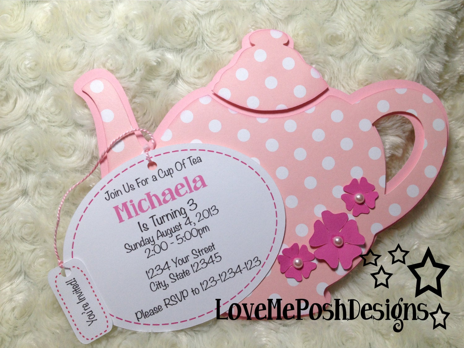 Teapot Invites 10 pieces Birthday Invites/Invitations