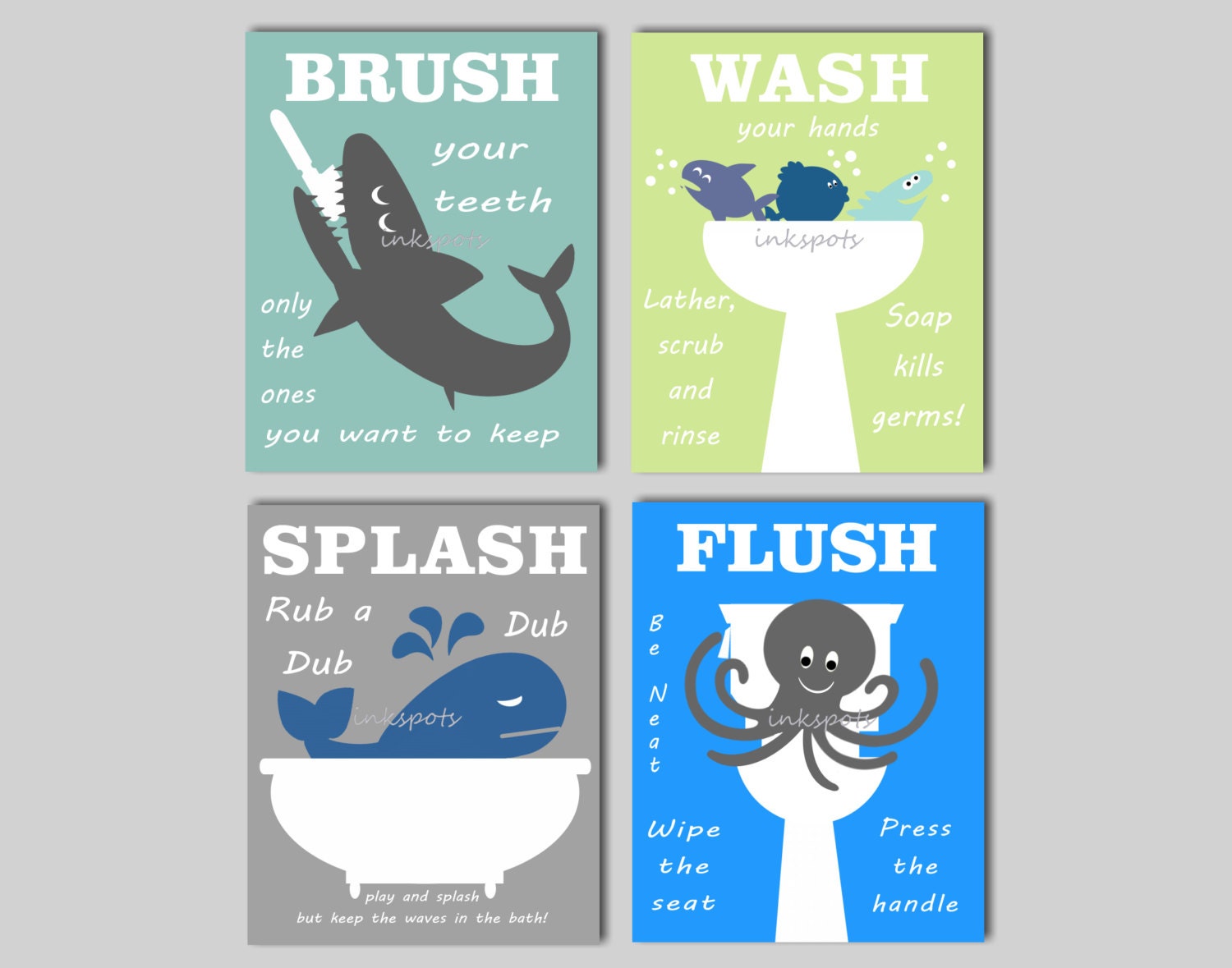 Kids Bath Wall Art Bath Rules Prints Kids Bath Art