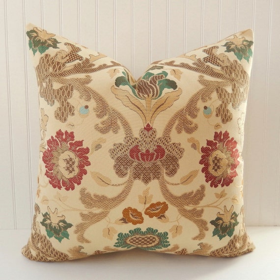 Decorative Pillow Cover Emerald Green Brick Red Brown