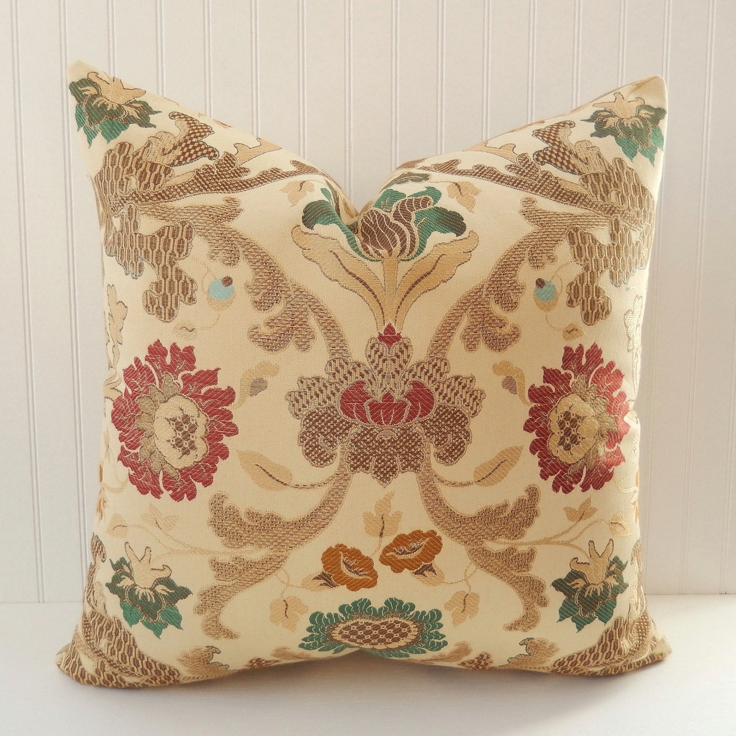 Decorative Pillow Cover Emerald Green Brick Red Brown