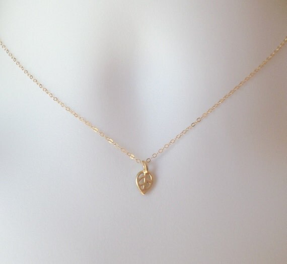 Gold Leaf Necklace Tiny Gold Leaf Necklace Leafy Necklace