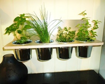 Wall Mounted Indoor Herb Planter (4 Pot) Uniquely Modern Design