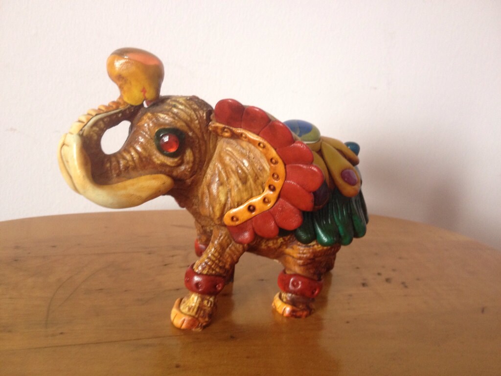Art Deco Bohemian Elephant statue resin with by AnnmarieFamilyTree
