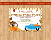 Pumpkin Patch Invitation - Hayride Invitation - Wagon Ride Invitation - Fall Party Invitation - Custom Printable Il_170x135