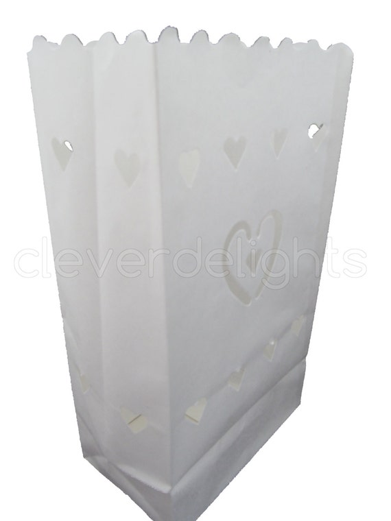 20 Luminary Bags White Center Heart Design by CleverDelights