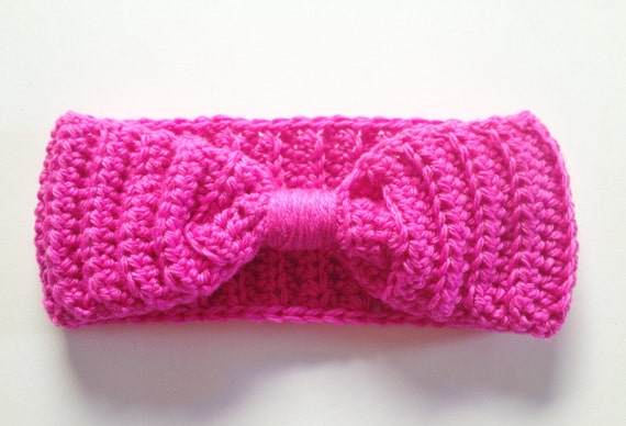 286 New baby headband circumference 66 Crochet Baby Headband Ribbed Hot Pink Turban by WhimsyHen on Etsy 