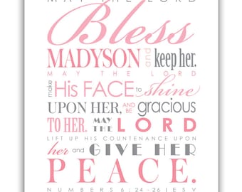 Baptism Gift for girls / First Communion Gift - Digital File - Print & Frame Your Own Personalized Scripture - Num. 6 Blessing