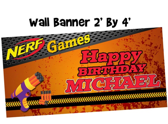 Nerf Wars Personalized Banner Boys Birthday Large by PaperDazzle