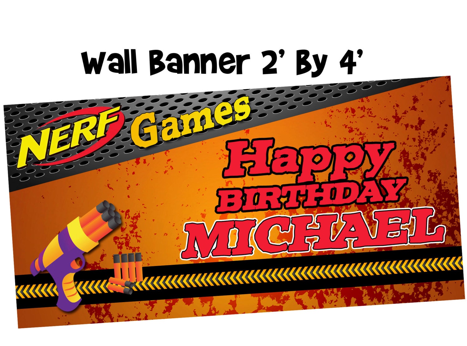 Nerf Wars Personalized Banner Boys Birthday Large by PaperDazzle